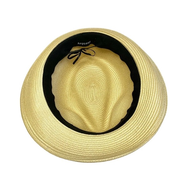 Anycosy Panama Straw Hat Sun Hat Summer Fedora Trilby Drawstring - Picture 4 of 5